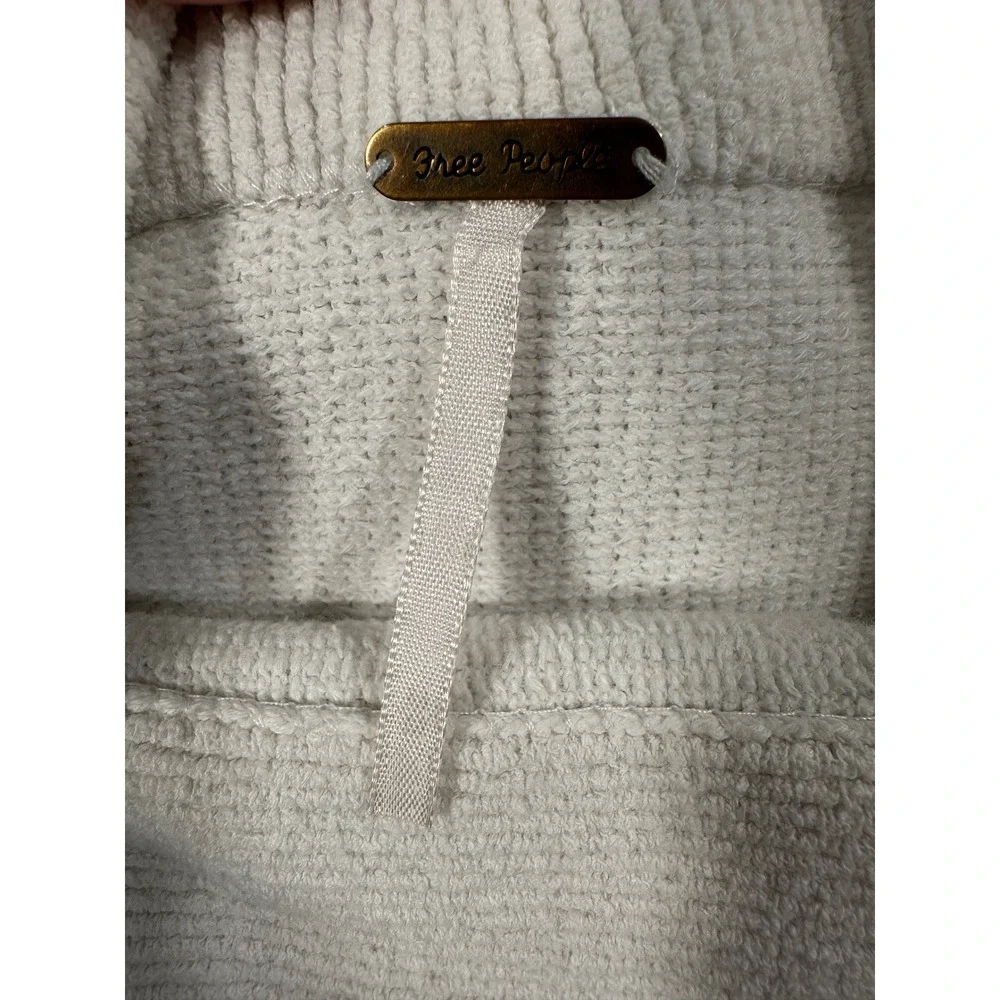 Free People Ottoman Slouchy Tunic Sweater Cream White Mock Neck Ribbed Knit XS/S